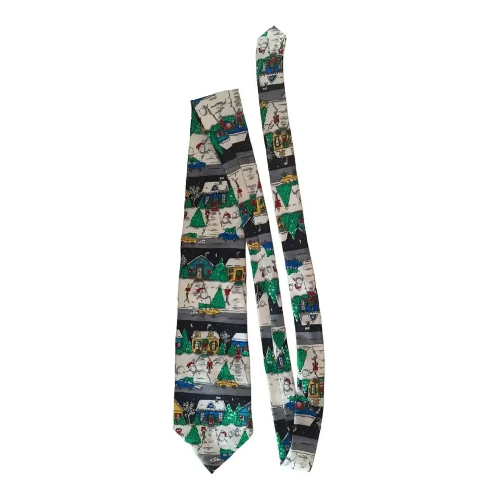 Christmas tie snowman car tree by Zylos George machado silk neck tie